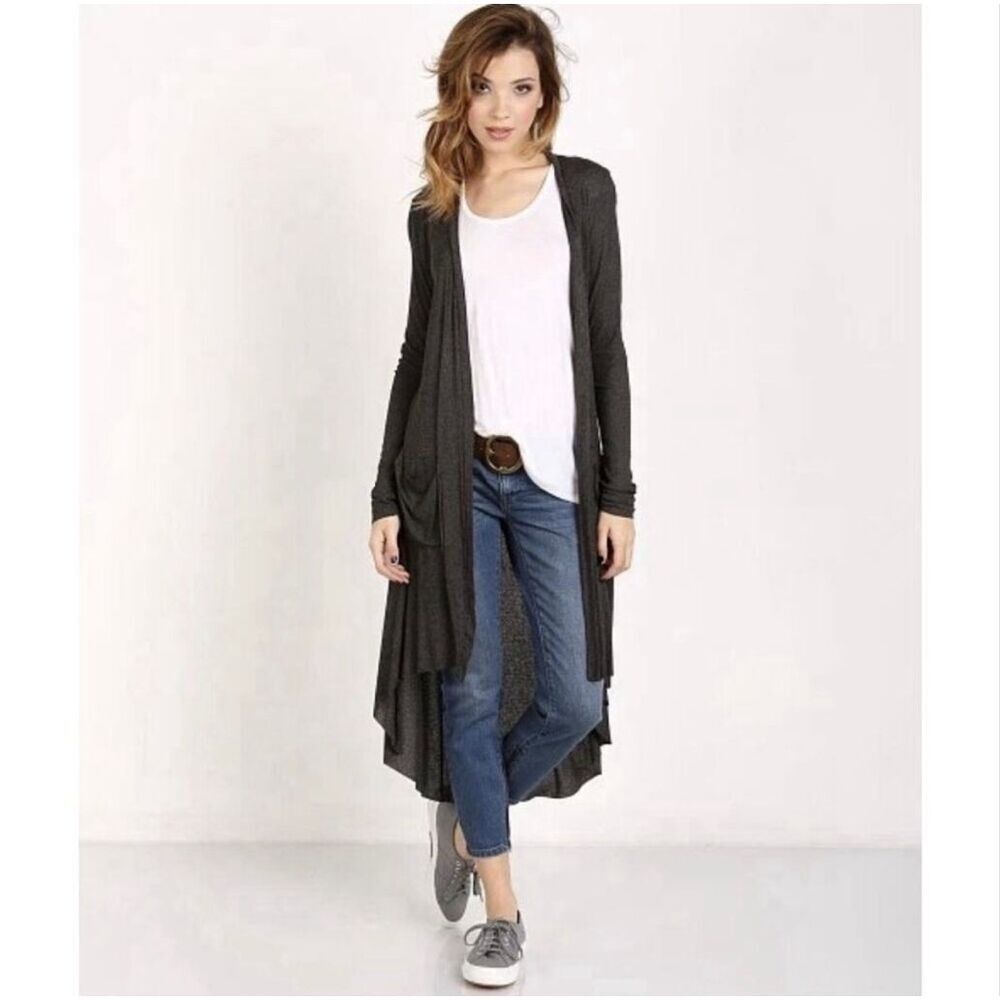 Joah Brown raw edges ribbed open cardigan one size fits all